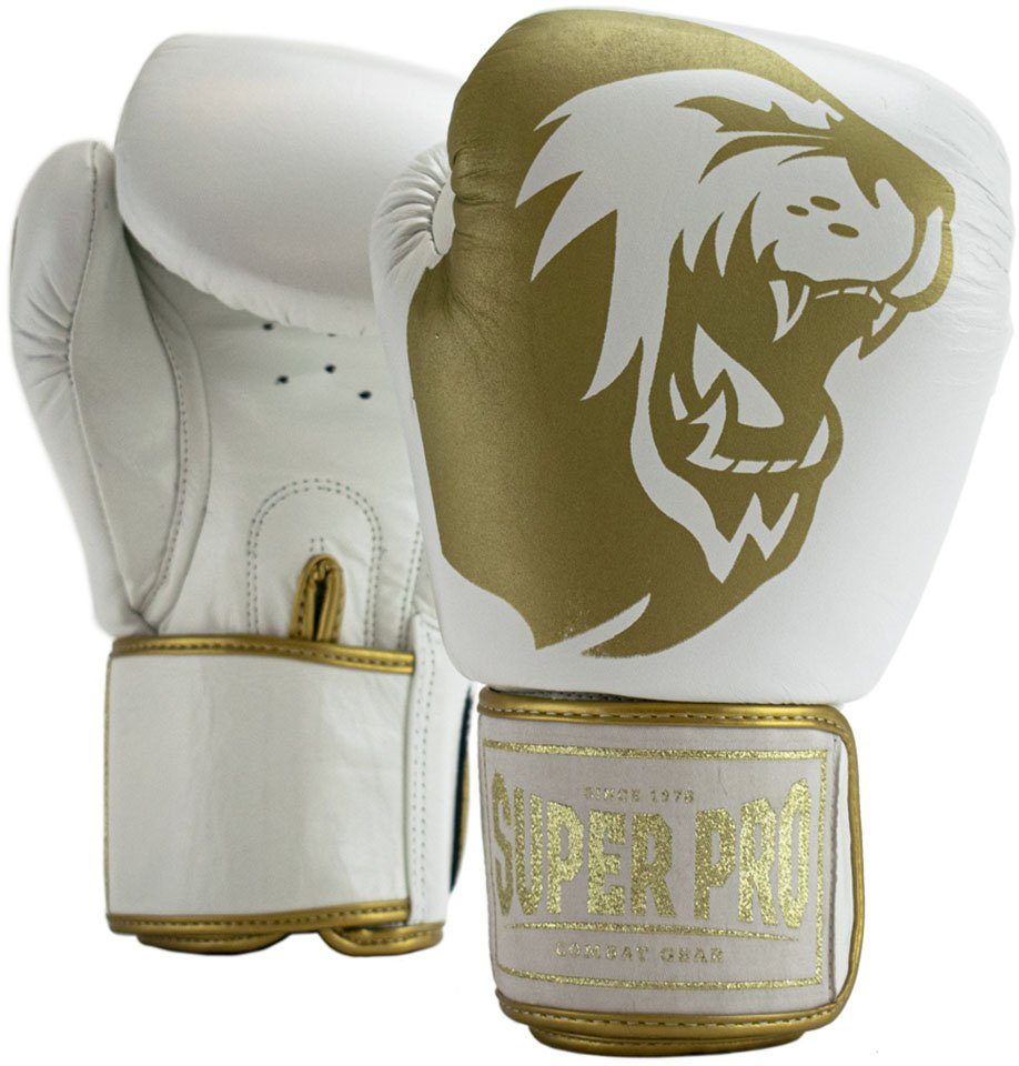 Super Pro Boxhandschuhe weiß/goldfarben Warrior