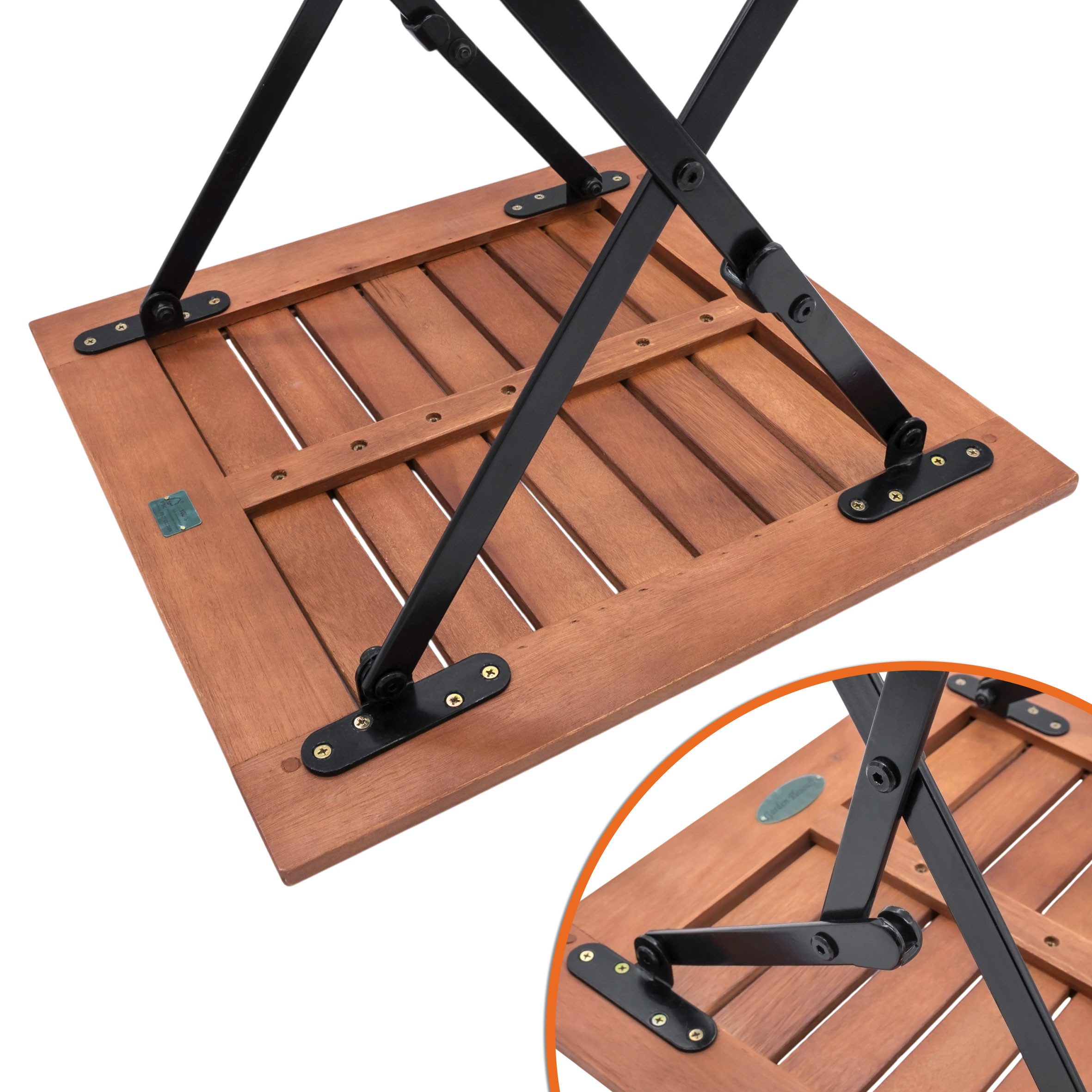 Spetebo Gartentisch Holz Klapptisch mit Metall Gestell 45 cm (Packung, 1-St., Tisch Klappbar), Beistelltisch Gartentisch Dekotisch