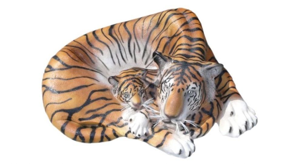 JVmoebel Skulptur Design Tiger mit Kind Statue Skulptur Figuren