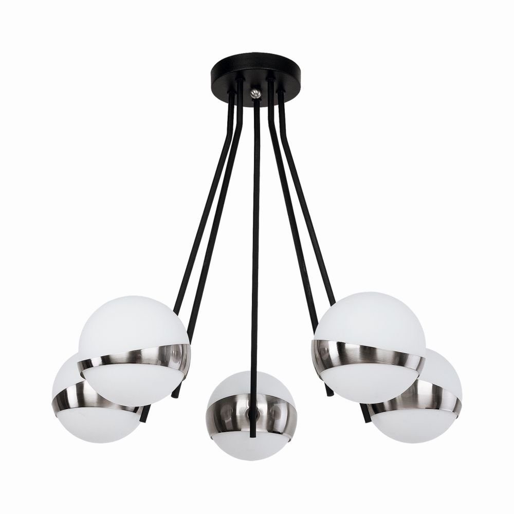 Licht-Erlebnisse Deckenleuchte SPHERICAL, ohne Leuchtmittel, Deckenlampe E14 Weiß Schwarz Chrom Kugelschirme Glas Metall Esszimmer