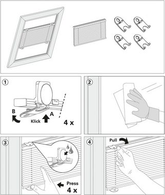 Dachfensterplissee, GARDINIA, blickdicht, ohne Bohren, Saugnäpfe, passend für Velux Dachfenster, in Crush-Optik