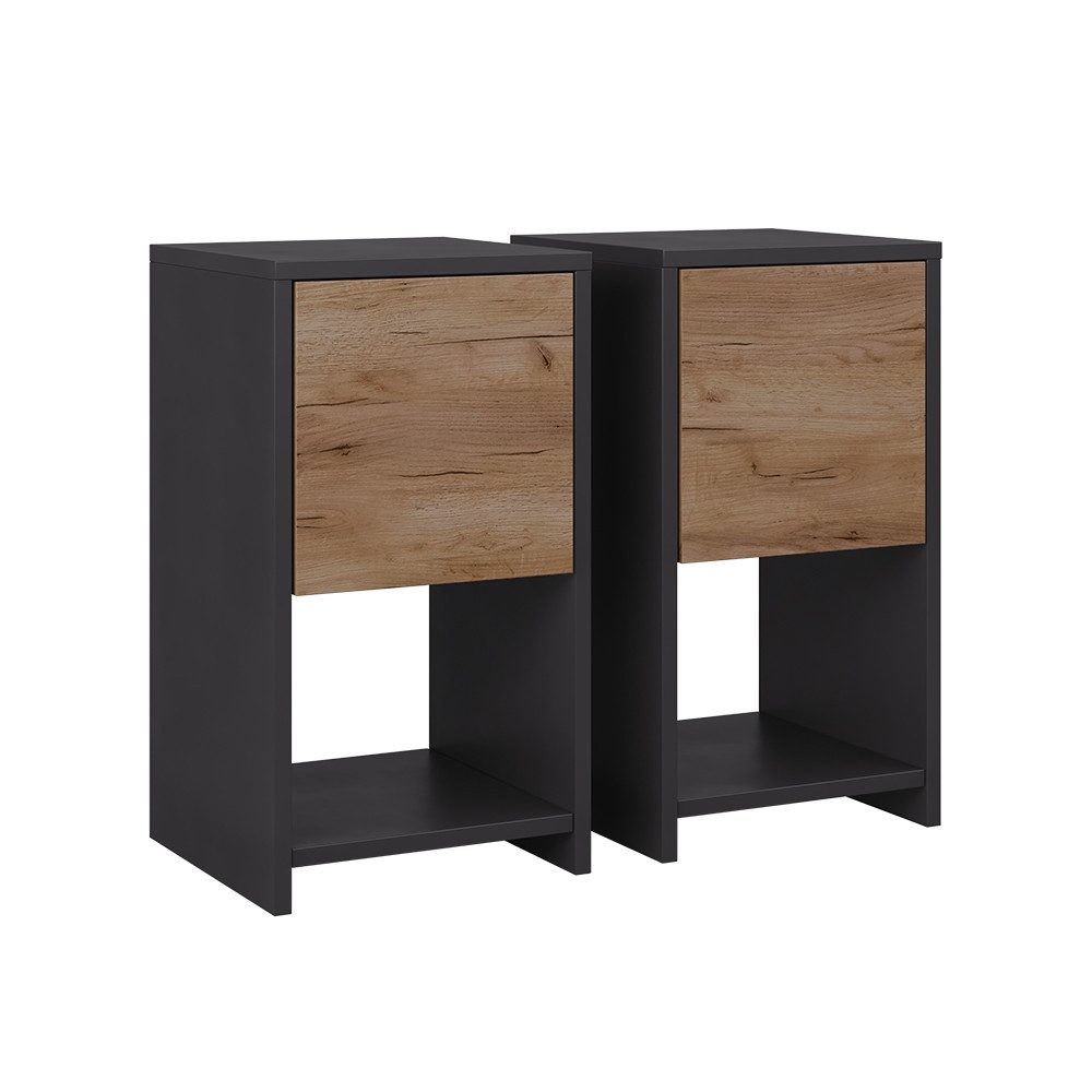 Vicco Nachtschrank Evo, Anthrazit/Goldkraft Eiche, 2er Set günstig online kaufen