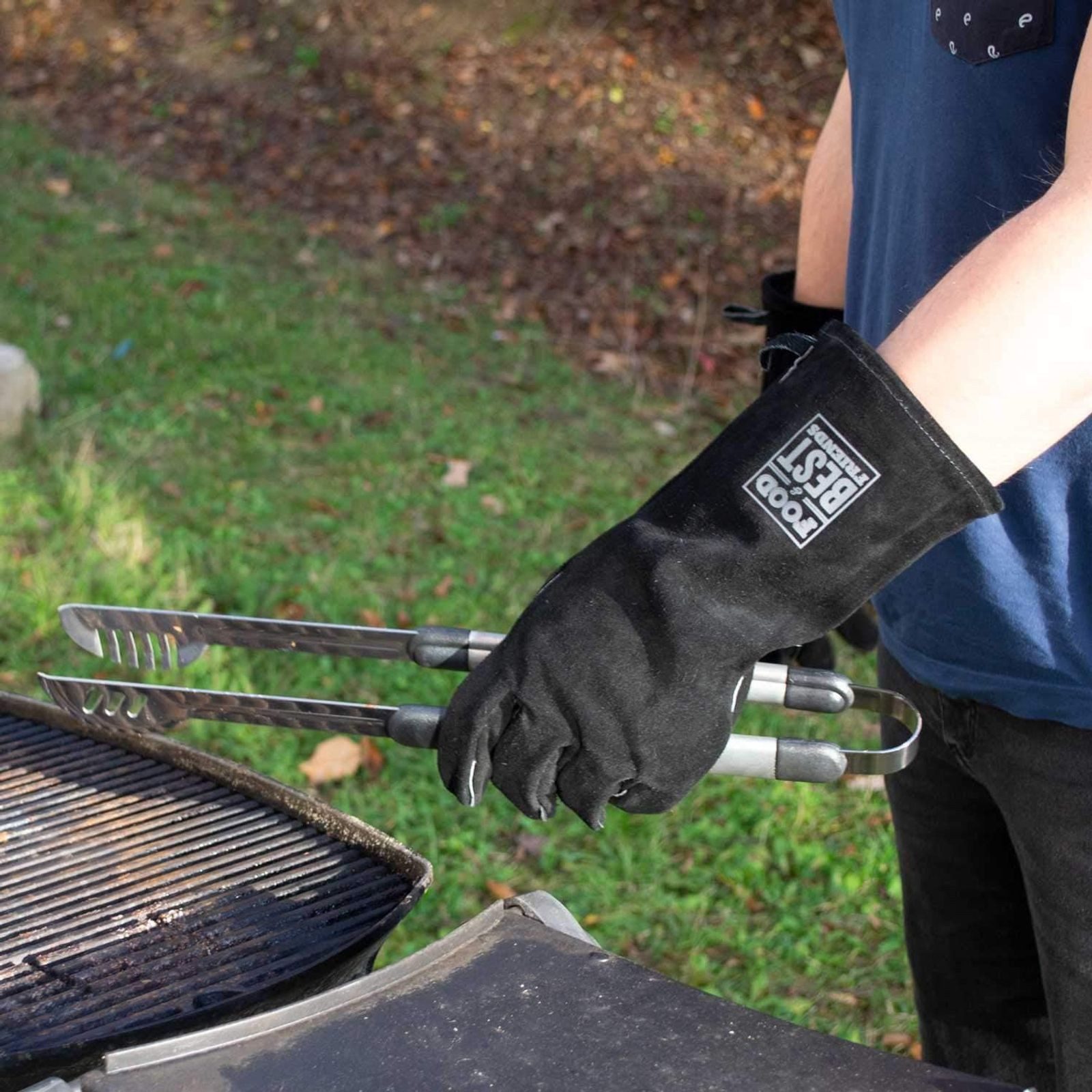 Jungfleisch Grillhandschuhe FOOD & BEST FRIENDS Premium Grillhandschuh Ofenschutzhandschuh Schwarz