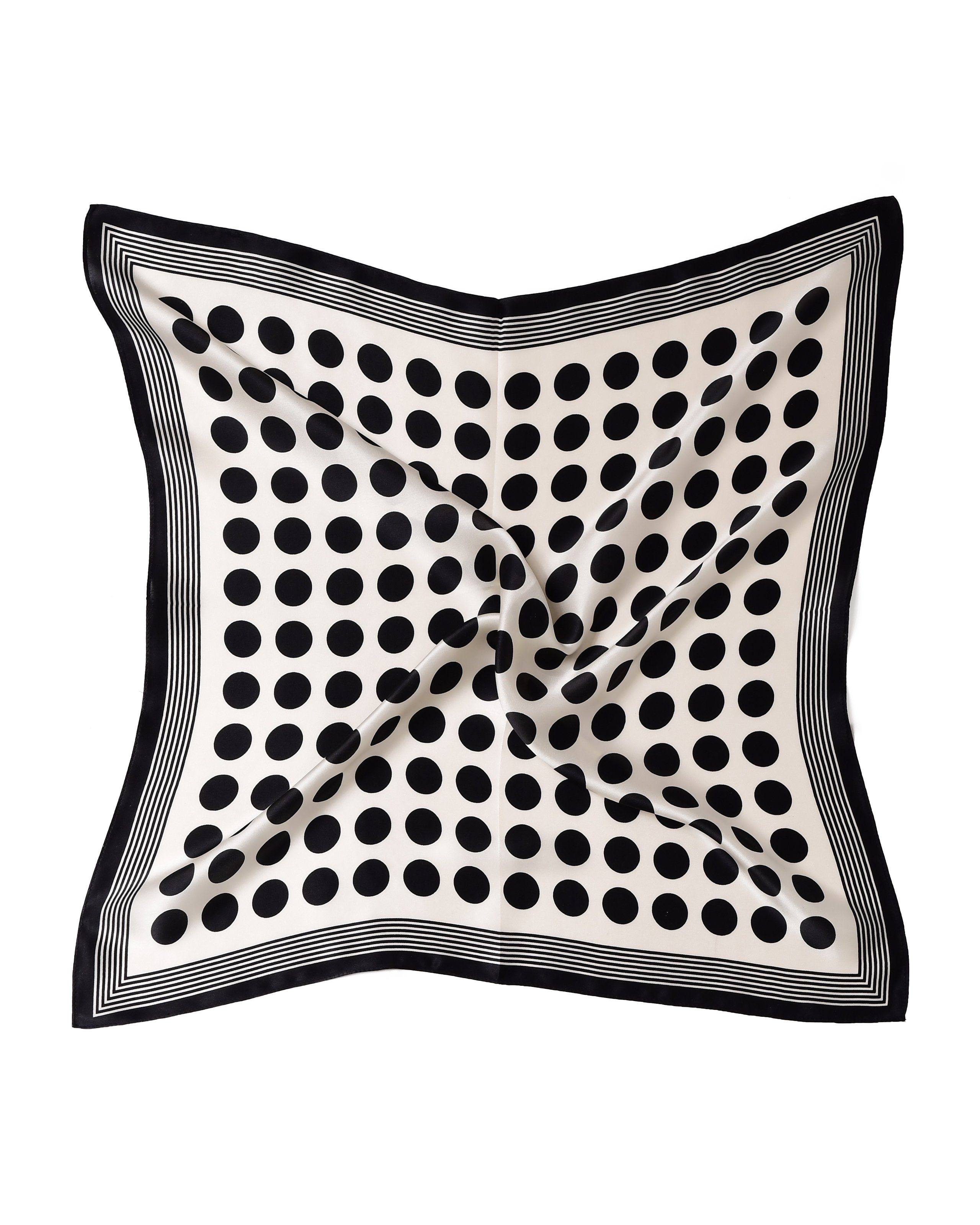 MayTree Seidentuch Nickituch quadratisch, Seide Schwarz Punkte, grosse (Stück, 1-St), Weiss cm, 100% 53x53