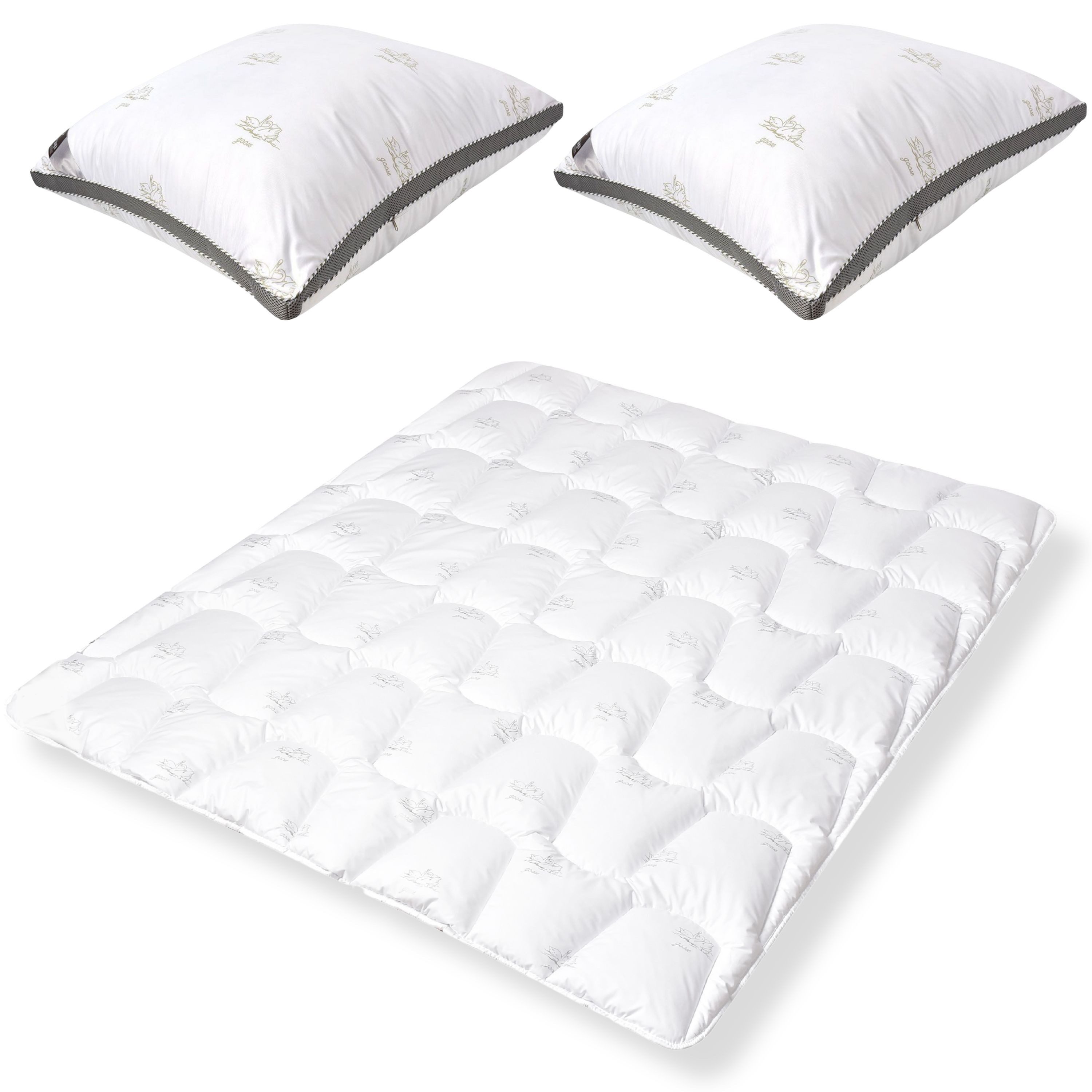 SEI Design Microfaserbettdecke Bettset SWAN Winter Bettdecke 200x220 + 2x 3D Kissen 80x80 ergonomisch, Füllung: Mikrofaser, Bezug: Mikrofaser, Wohlfüllkomfort dank vegane Füllung ähnliche wie Daunen