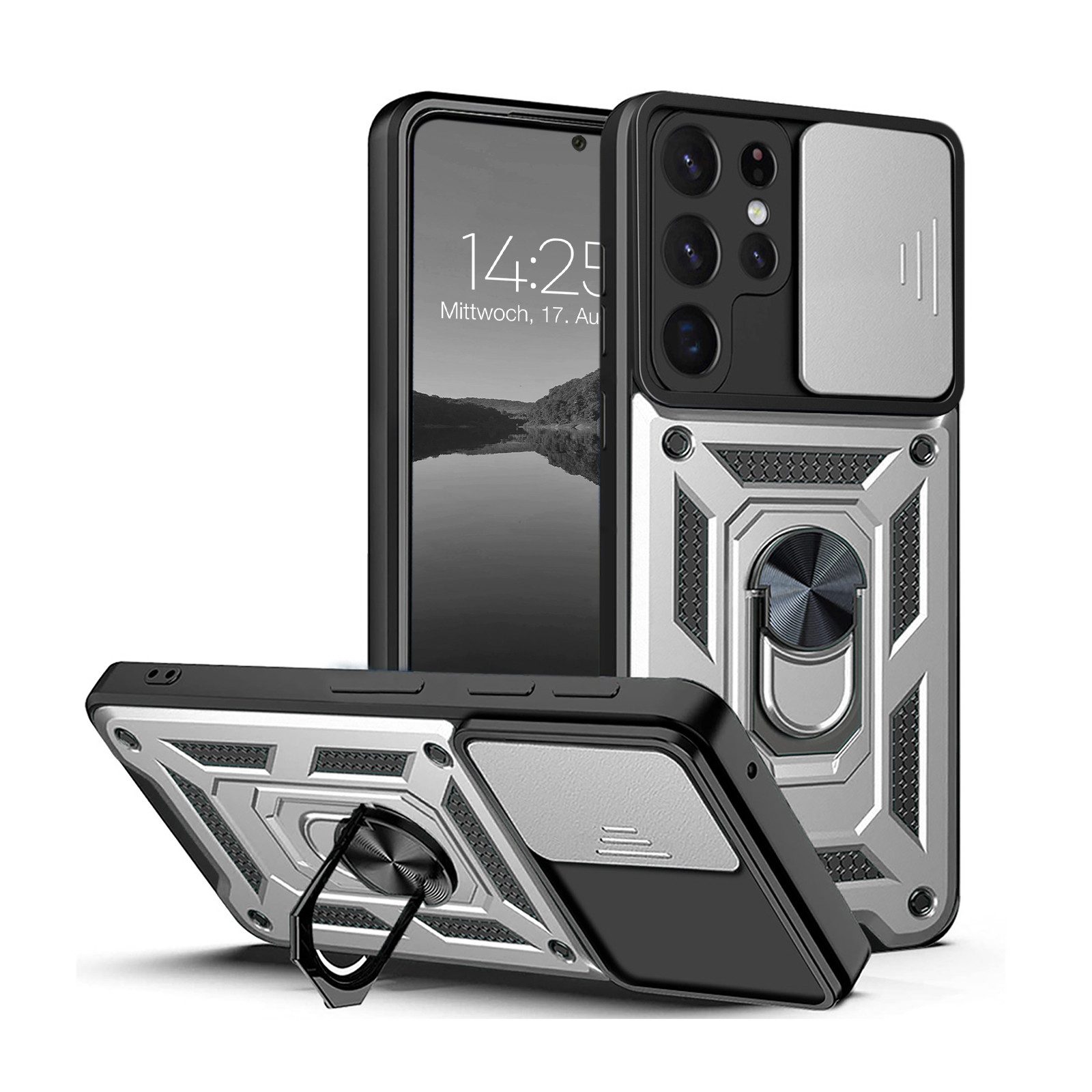 Tec-Expert Handyhülle Outdoor Cover Hülle für Samsung Galaxy S22 Ultra 6.8 Zoll, 6.8", Premium Hülle mit Kameraschutz aus verstärktem Polycarbonat