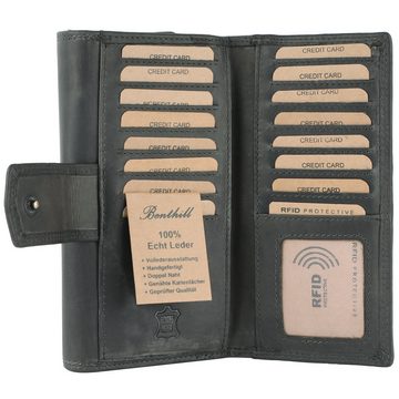 Benthill Geldbörse Damen Groß Echt Leder RFID vielen Kartenfächer XXL Portemonnaie, RFID-Schutz Kartenfächer Münzfach Reißverschlussfach