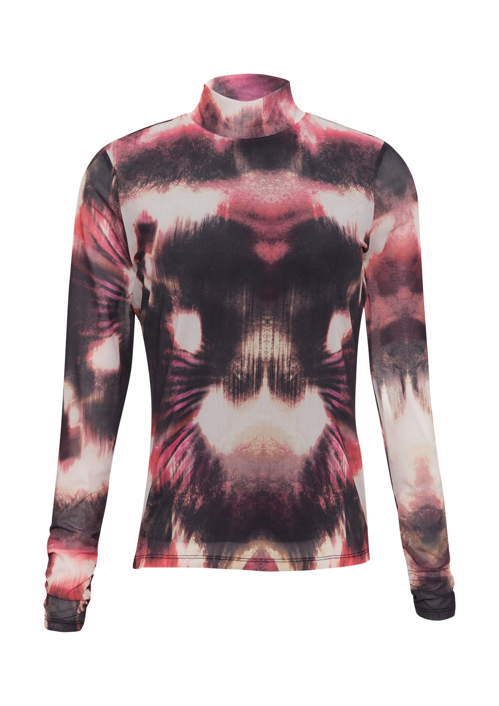 comma Langarmshirt T-Shirt Gemustertes Mesh-Shirt mit günstig online kaufen