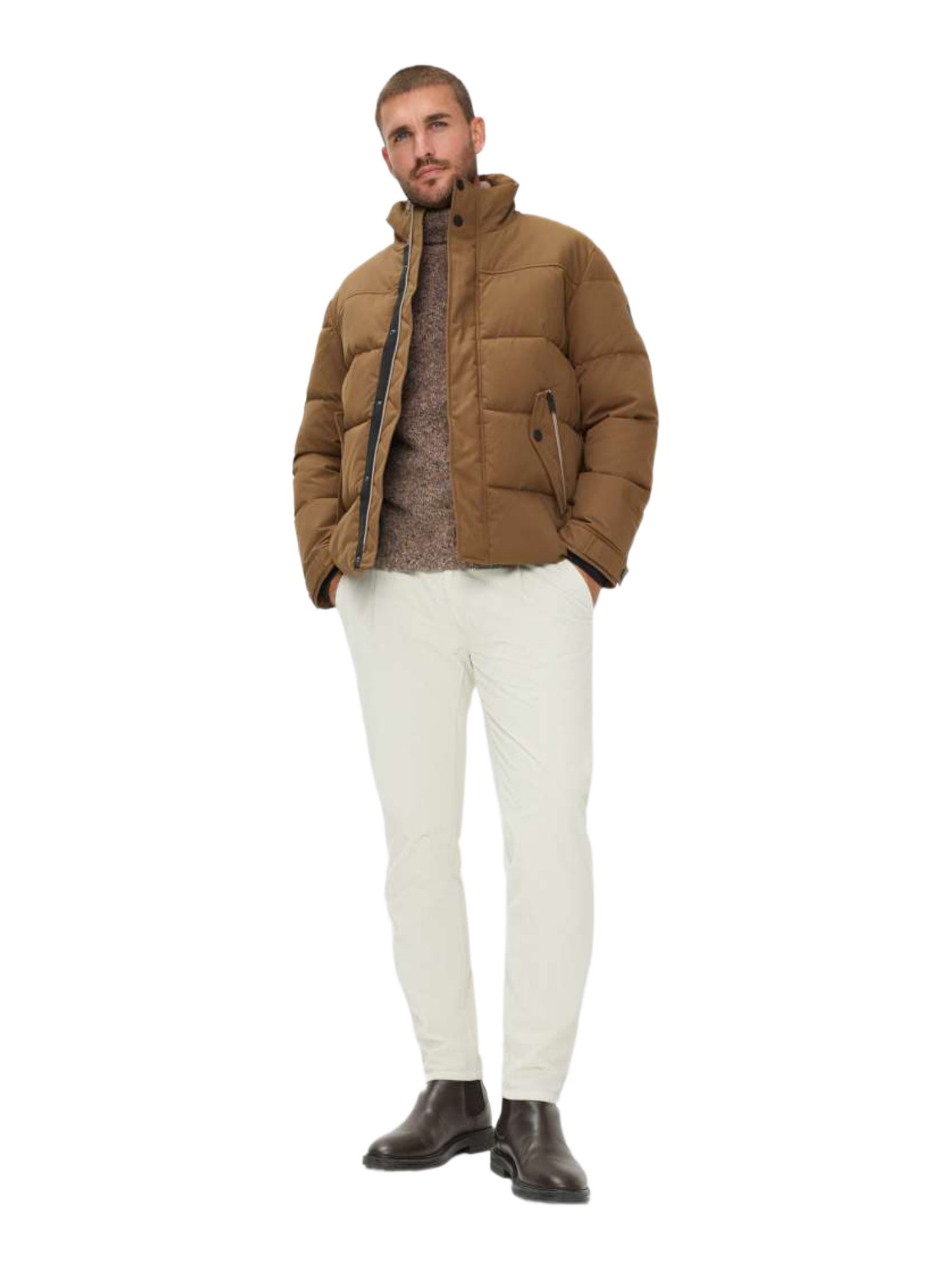 Brax Outdoorjacke braun,Outdoor,Baumwolle,Unifarben,Stehkragen,Lang,Regular Fit