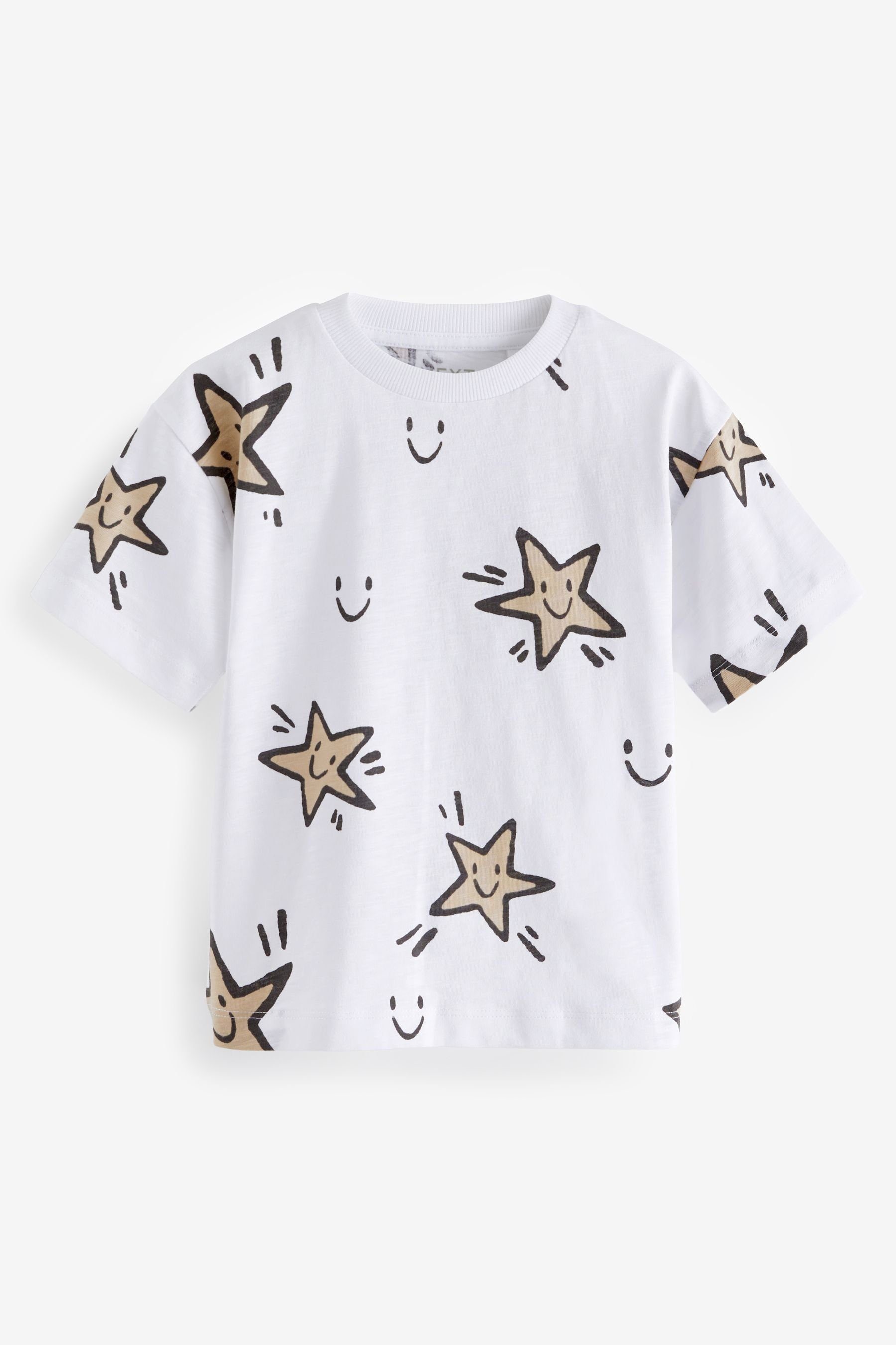 Next T-Shirt Kurzarm-T-Shirt mit durchgehendem Print (1-tlg) White Star