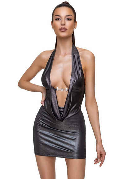 Cottelli Collection Minikleid Kleid mit tiefem Ausschnitt - schwarz