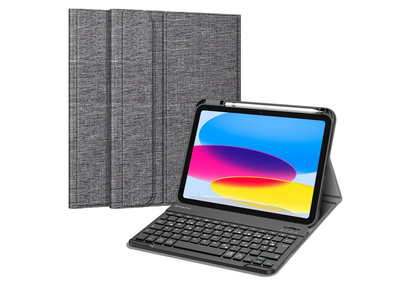 Fintie für iPad 11. Generation 11" 2025(A16), iPad 10. Generation 2022 10.9" Apple-Tastatur (Case mit Pencil Halter, magnetisch Abnehmbarer Tastatur(QWERTZ Layout)