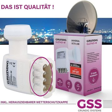 GSS Octo LNB GLOT 401 weiß + Aufdrehhilfe Universal-Octo-LNB (LTE Filter, 0.1dB, Wetterschutz, kälte- & hitzebeständig)