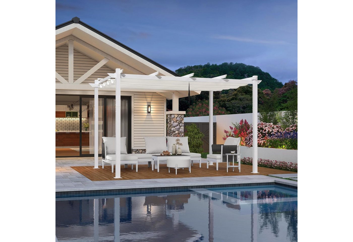 Thumbnail - PURPLE LEAF Pergola 3 x 4 m Pavillon mit Schiebedach Aluminium Wasserdicht, UV-Schutz, BxTxH: 300,00x400,00x245,00 cm, G...