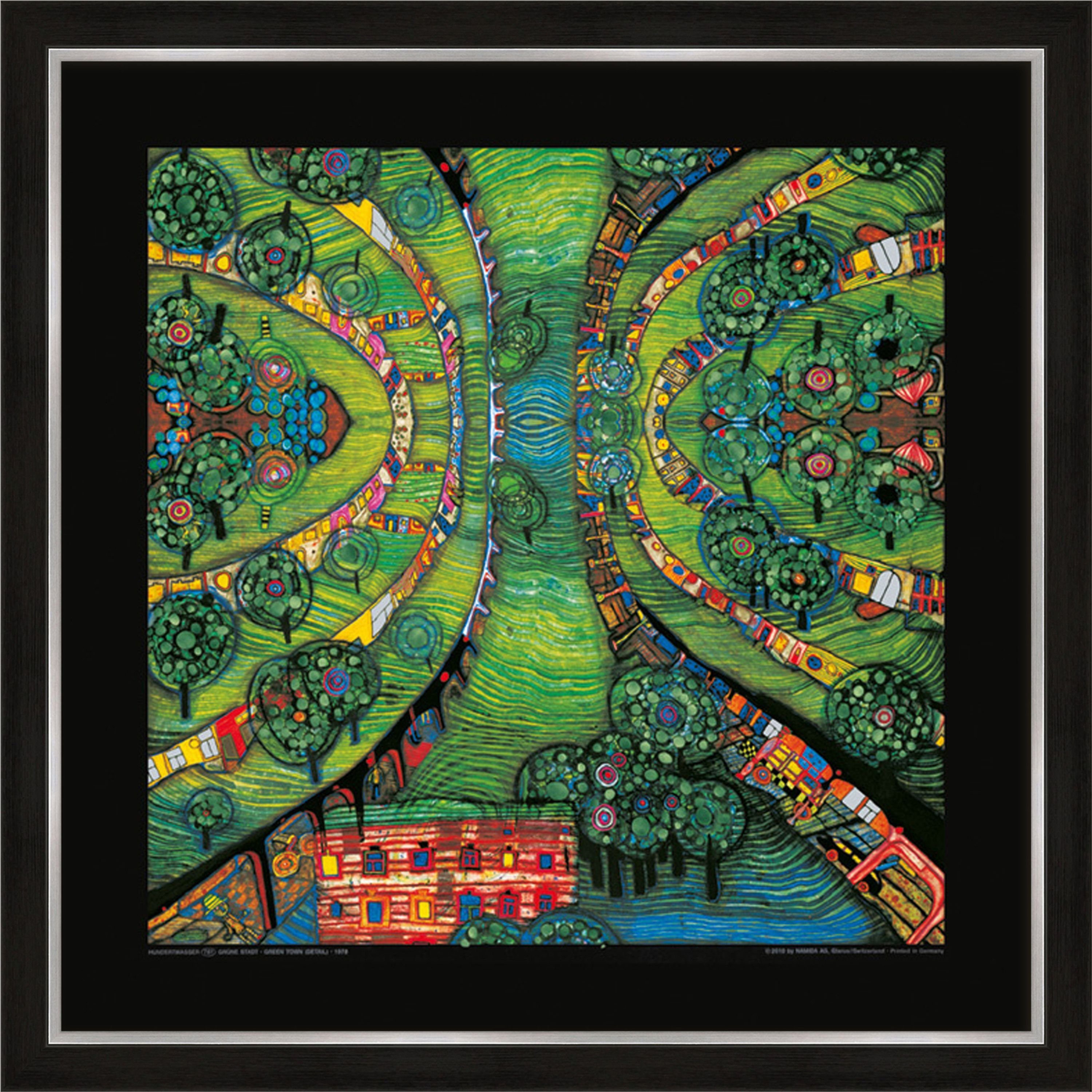 artissimo Bild mit Rahmen Hundertwasser Bild mit Rahmen / Poster gerahmt 53x53cm / Wandbild