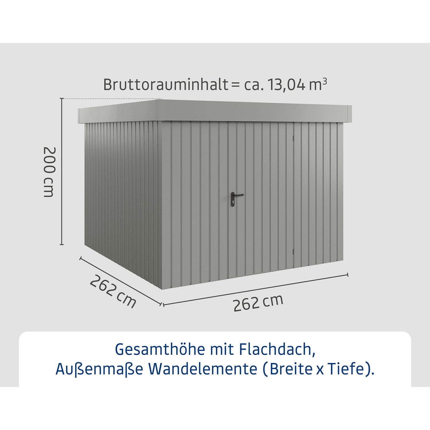Hörmann Ecostar Gerätehaus Metall-Gerätehaus "Euroline Trend", BxT: 262x262 cm, mit Flachdach, graualuminium, 1-flüglige Tü