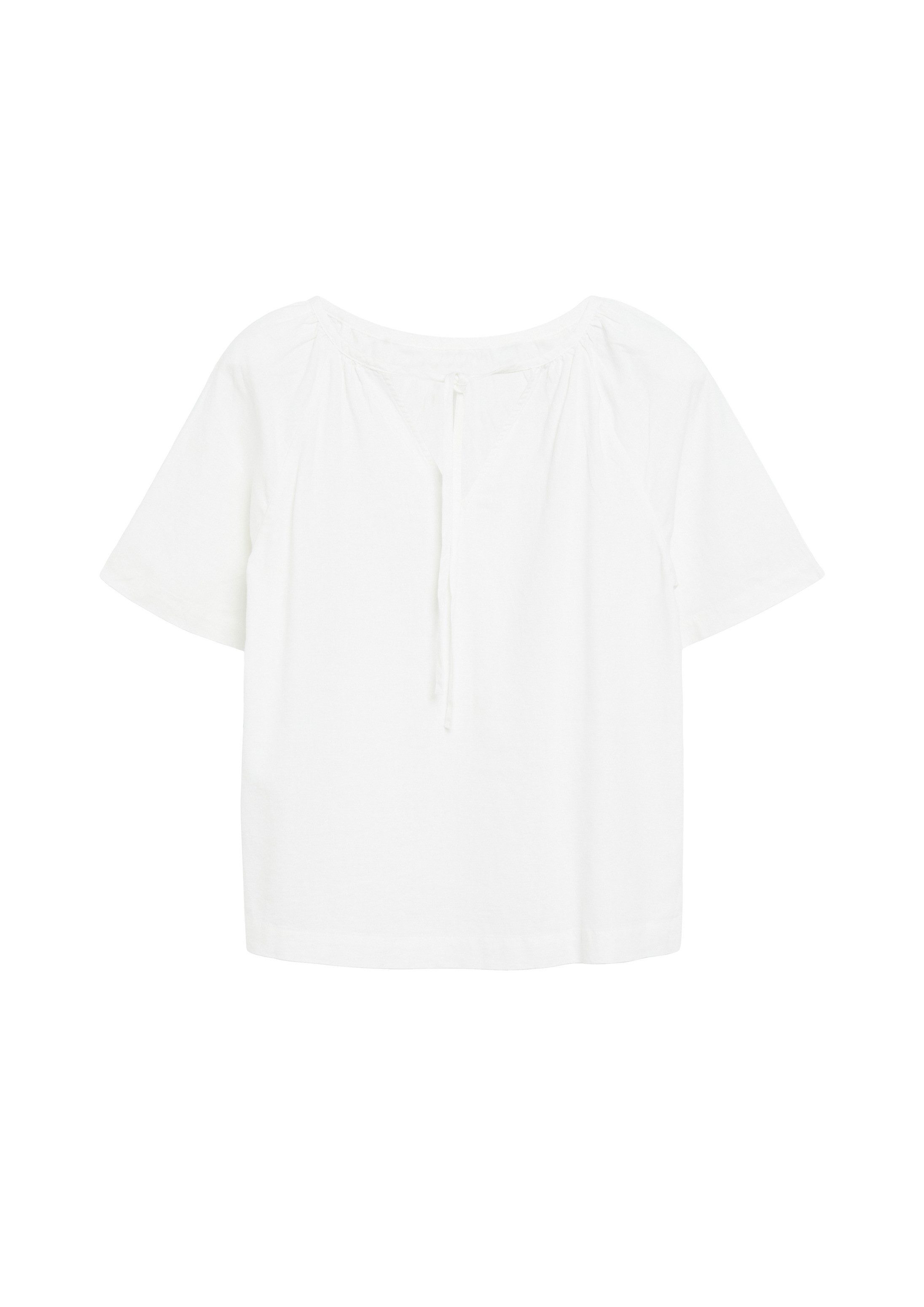 s.Oliver Kurzarmbluse Bluse Leinenmixbluse mit Schleifendetail am Rücken