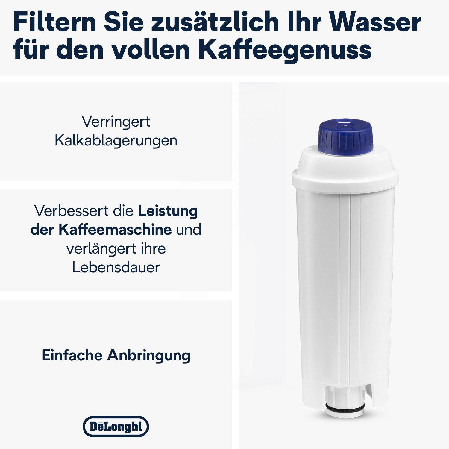 De'Longhi Wasserfilter DLSC002 für alle Kaffeevollautomaten mit Wasserfilter von De'Longhi, Zubehör für Pflege&Schutz der Maschine & optimiert für Kaffeequalität