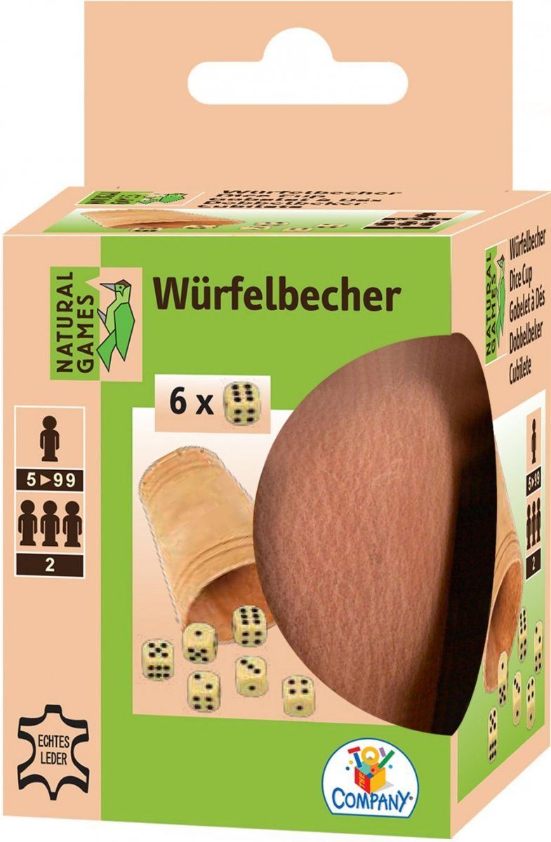Natural Games Spiel NG Lederwürfelbecher m. 6 Würfeln