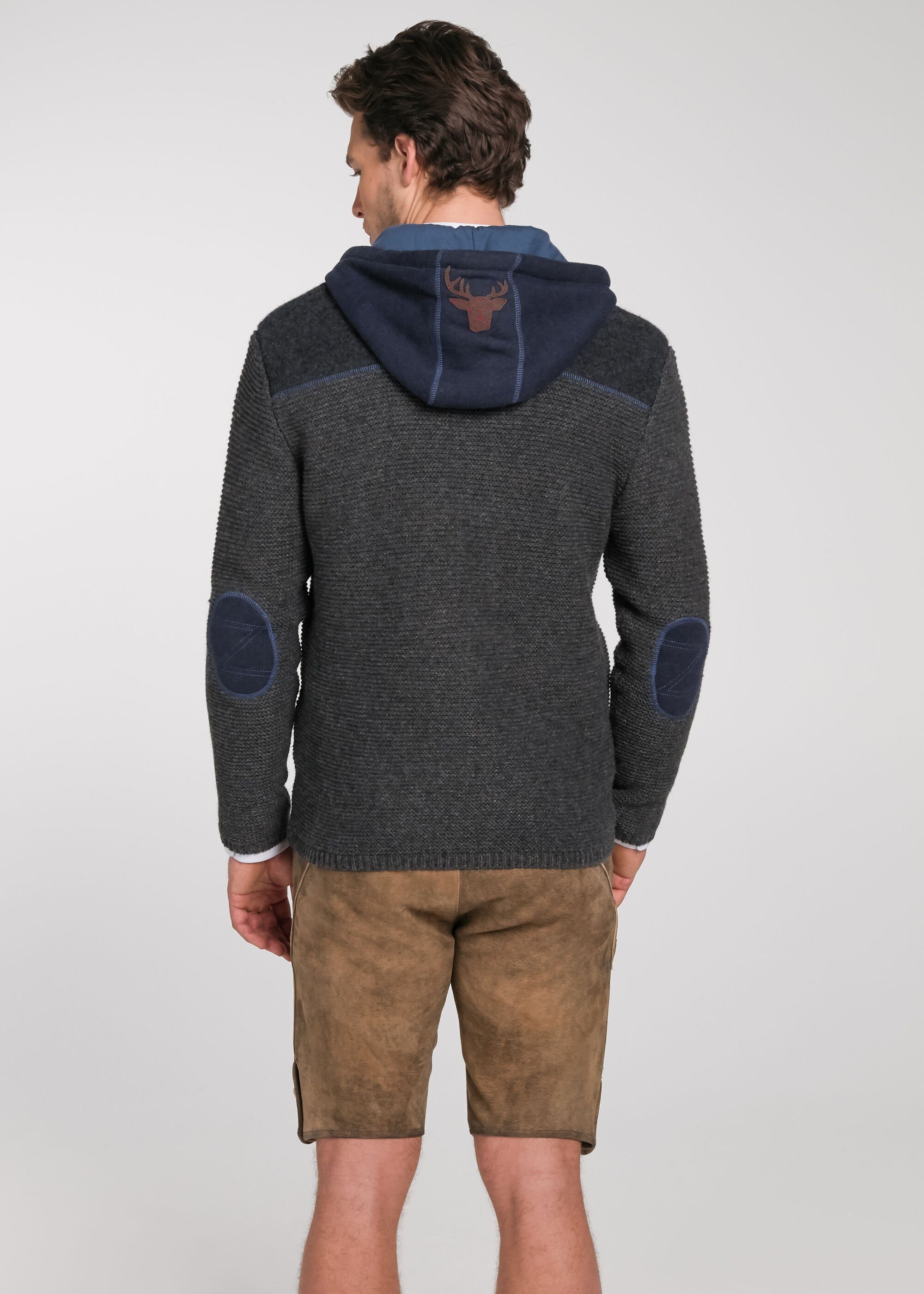 mit 70 Spieth Sweater-Kapuze cm D,grau/blau Dakar Trachtenstrickjacke & Wensky