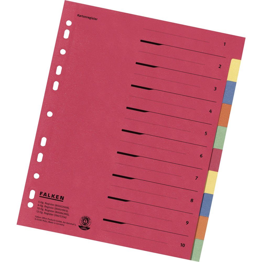 Falken Aktenordner Falken 80086390 Register DIN A4, Überbreite blanko Karton Mehrfarbig 1