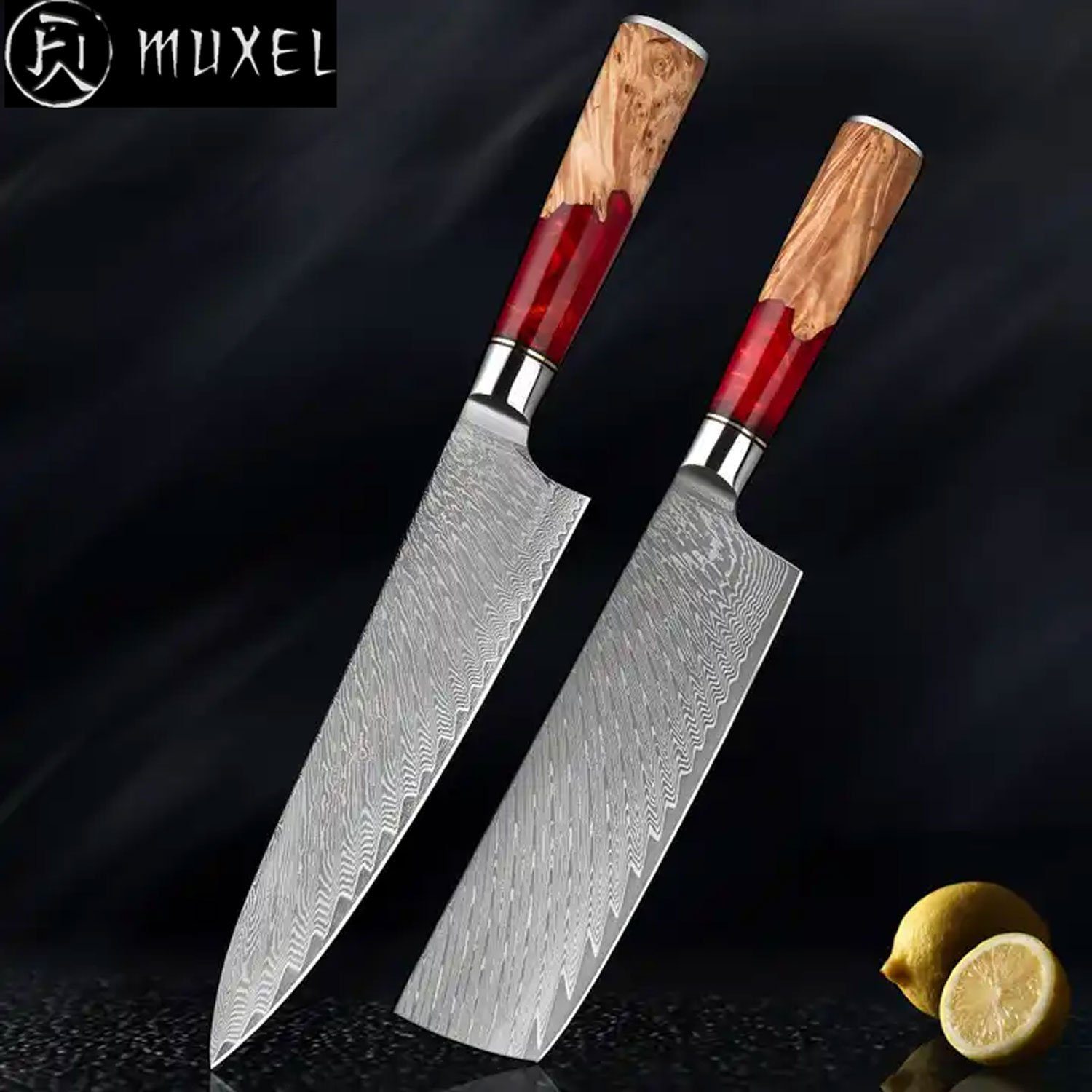 Muxel Damastmesser Exklusives Damast-Messerset: Unübertroffene Schärfe, Eleganz und Einzi, Jedes Messer ein Unikat – Bild 2 von 5