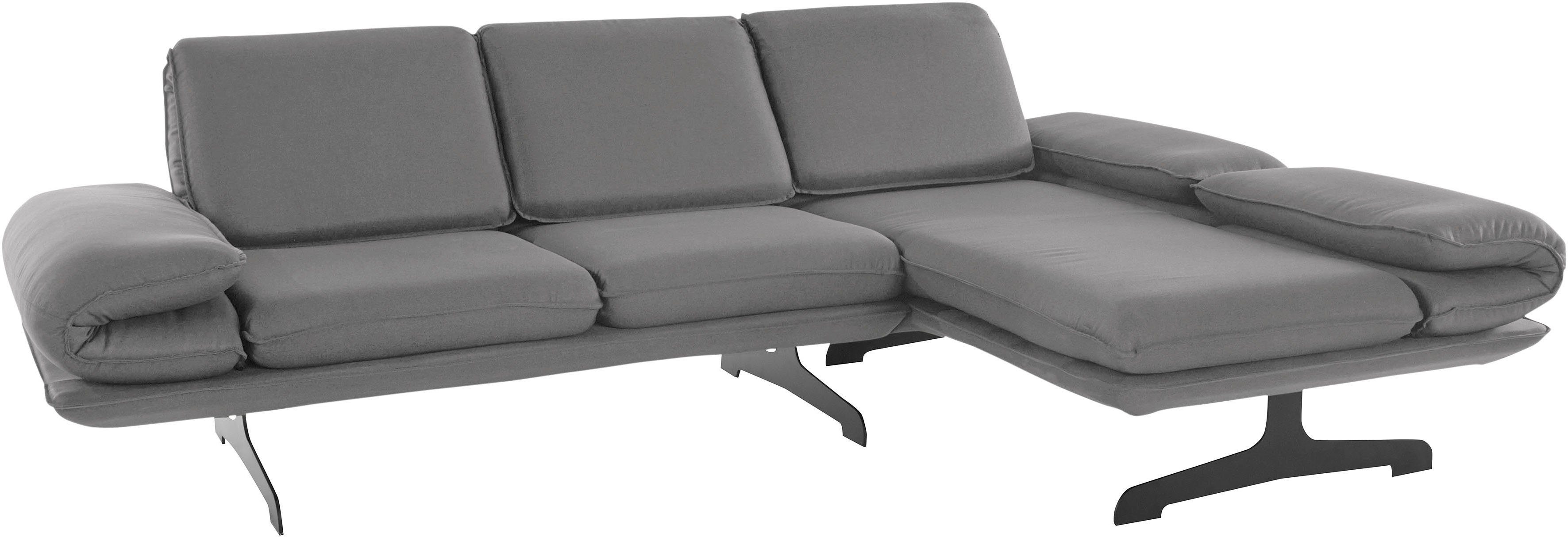 DOMO collection Ecksofa New York L-Form, wahlweise mit Arm- und Rückenfunktion, mit Kufenfüßen aus Metall