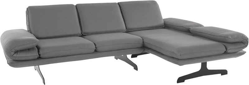 DOMO collection Ecksofa New York L-Form, wahlweise mit Arm- und Rückenfunktion, mit Kufenfüßen aus Metall