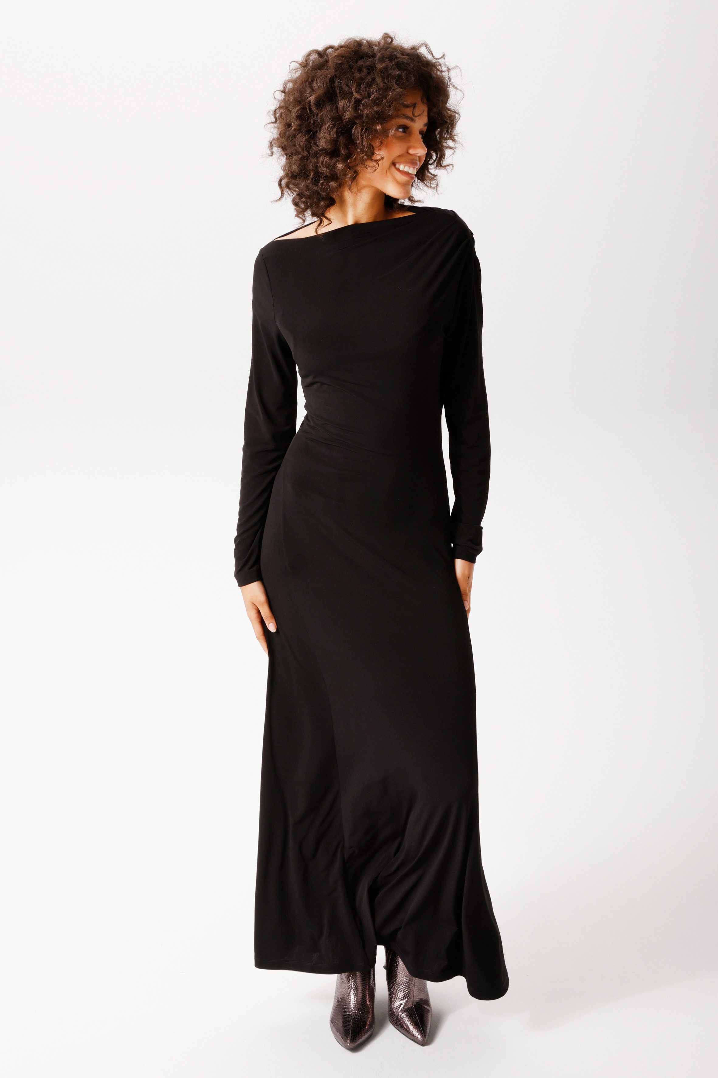 Aniston CASUAL Maxikleid mit asymmetrischen Wasserfall-Ausschnitt - NEUE KOLLEKTION