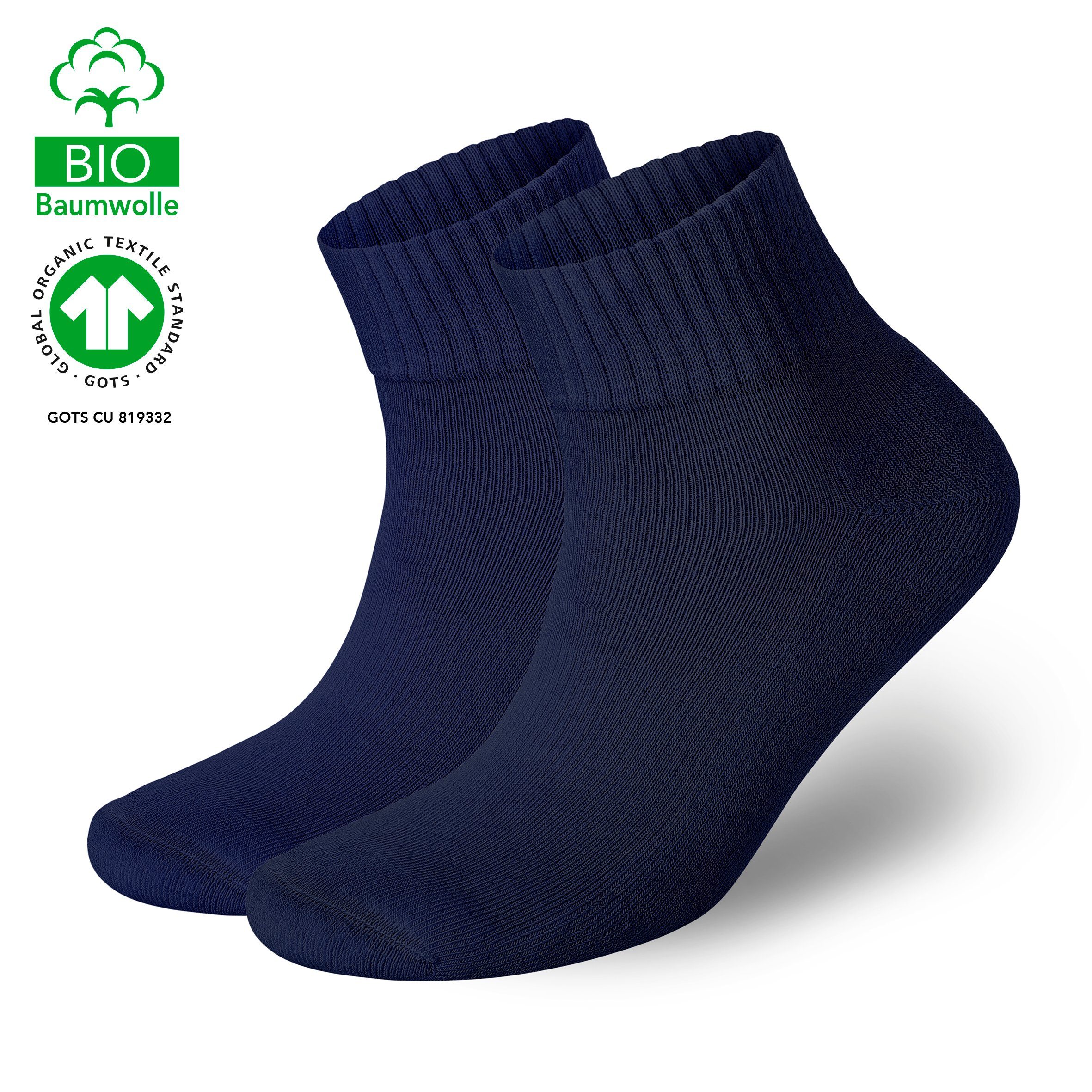gepolsterte Socken Arbeitssocken und für Blau Herren Ferse Sportsocken & Damen 24 Sneaker kein (24-Paar) Schwitzen Bio-Baumwolle NAHLE Sohle atmungsaktiv Paar - -