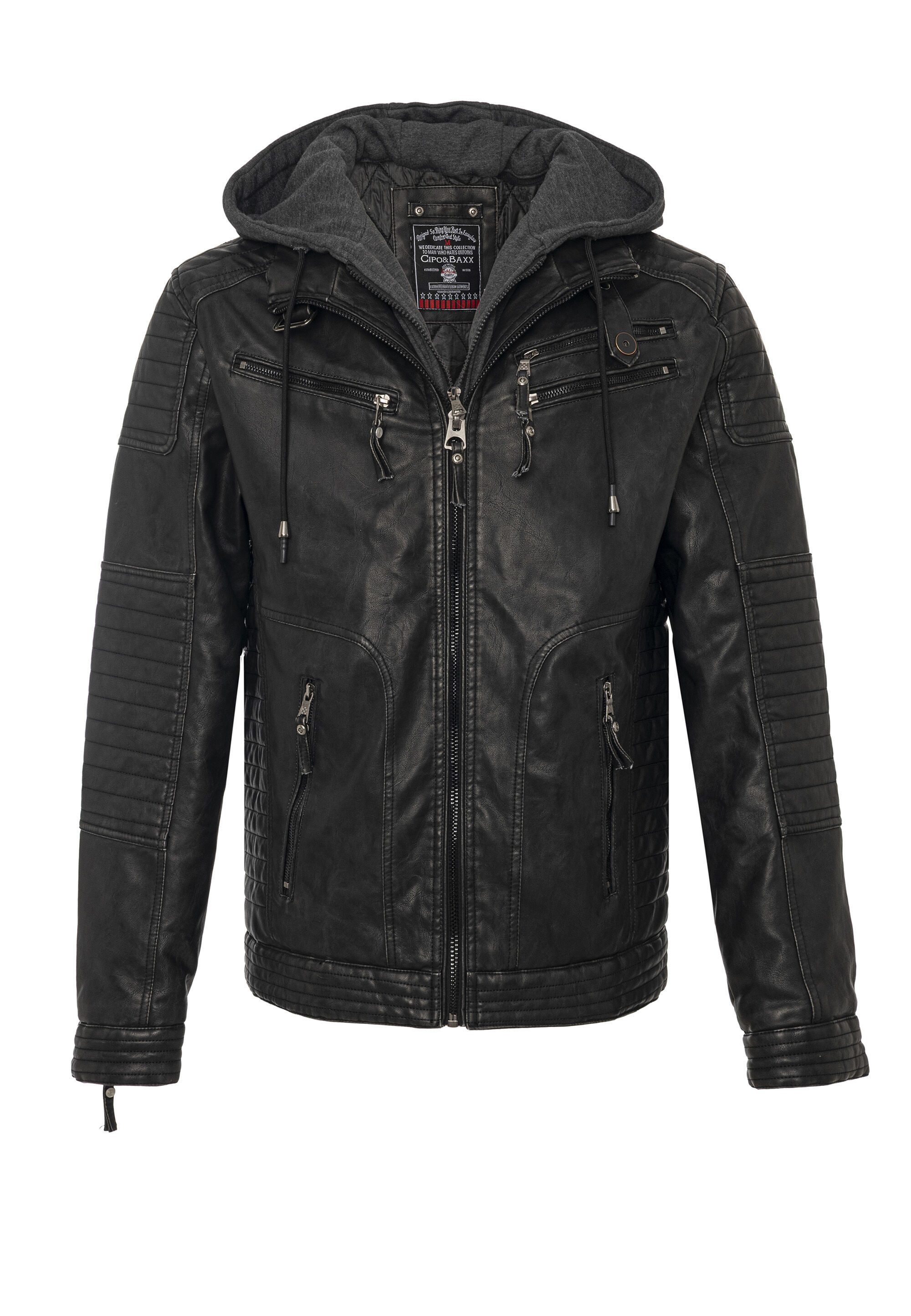 Cipo & Baxx Winterjacke CM231 mit abnehmbarer Kapuze
