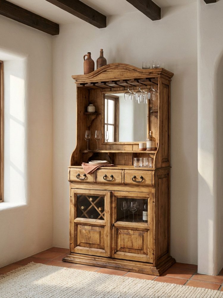 WOLF MÖBEL Barschrank MEXIKO Barschrank mit Spiegel (98x193x52) inkl. Einlegeboden