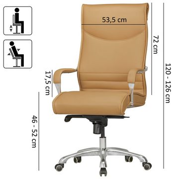 Amstyle Chefsessel SPM1.405 (Bürostuhl BIGBOSS Bezug Kunstleder Caramel 150 kg), XXL Schreibtischstuhl, Drehstuhl mit Armlehnen