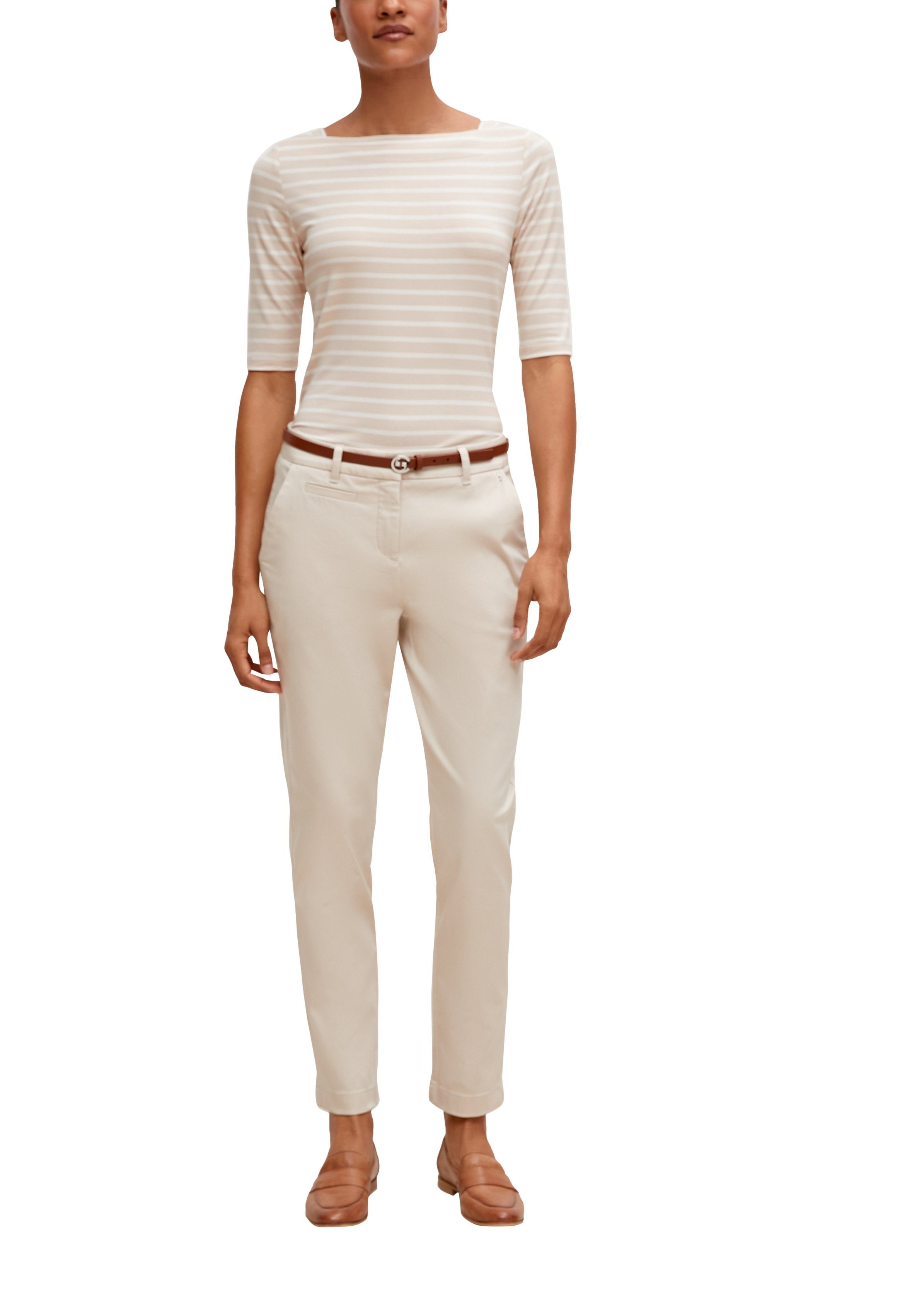 comma Kurzarmshirt mit Streifen und slim fit