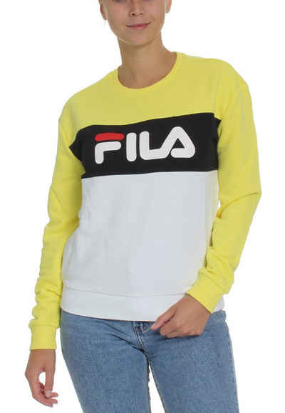 Fila Sweatshirt Fila Sweater Damen LEAH CREW SWEAT 687043 Mehrfarbig A478 Limelight Bright White Black