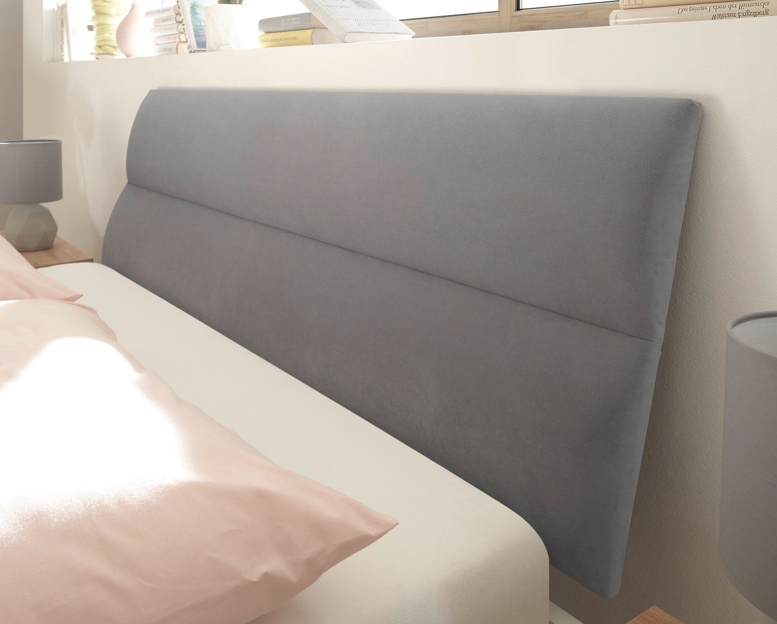 mit in Design Eiche, Helge Liegefläche (Bett Einzelbett Polsterung mint in grau, cm), x 200 140 Furn.Design skandinavisches oder weiß