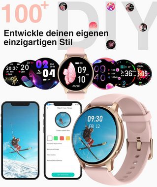 TUYOMA Smartwatch (1,03 Zoll, Android, iOS), mit Telefonfunktion,IP68 Wasserdicht Fitnessuhr mit Herzfrequenz, SpO2