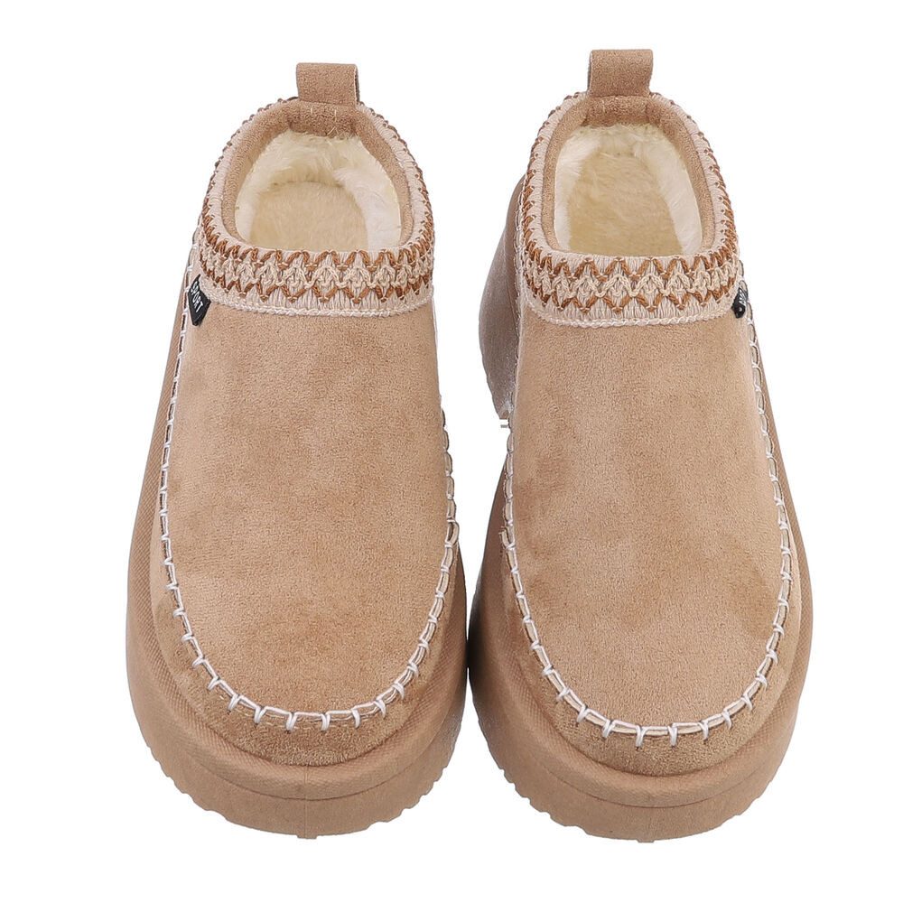 Ital-Design Damen Hausschuhe Freizeit Hausschuh (87284136) Blockabsatz Hausschuhe in Hellbraun