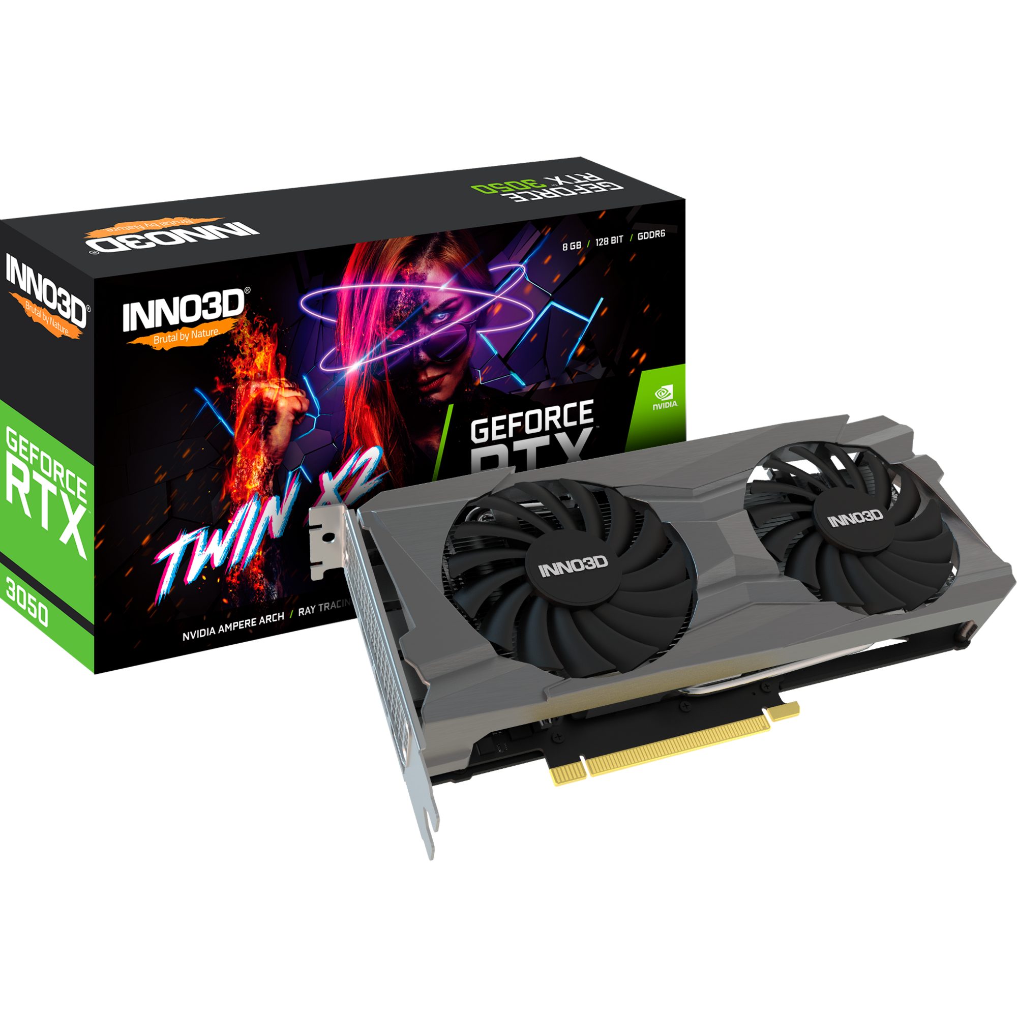 Inno3D INNO3D GeForce RTX 3050 TWIN X2, Grafikkarte, (Lite Hash Rate, 1x Grafikkarte (6 GB, Lite Hash Rate, 1x DisplayPort, 1x HDMI 2.1)