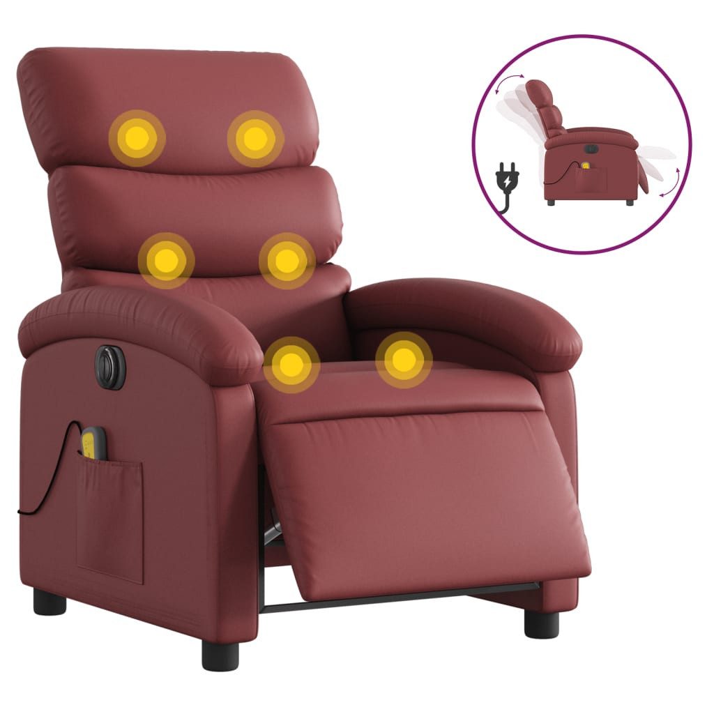 vidaXL Sessel Massagesessel Elektrisch Weinrot Kunstleder günstig online kaufen
