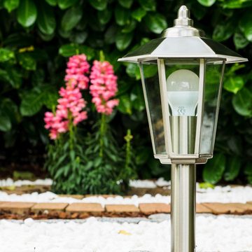 hofstein Pollerleuchte »Vado« Außenleuchte moderne aus Edelstahl und Echtglas-Scheiben, ohne Leuchtmittel, Wegeleuchte 44cm, Gartenlampe mit E27, Gartenbeleuchtung IP44