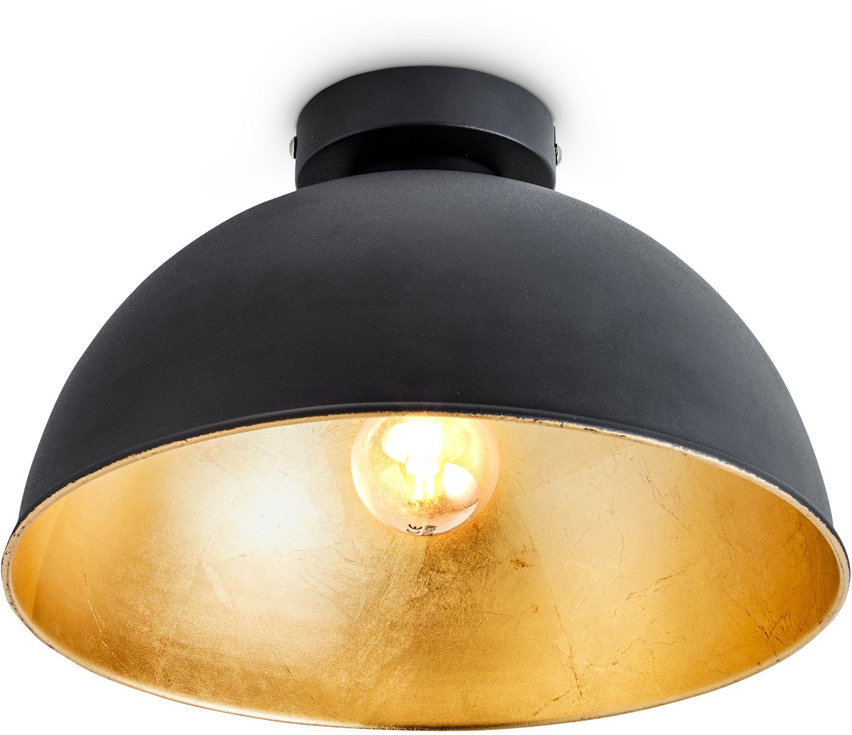 B.K.Licht Deckenleuchte BK_DL1322 Retro-Deckenleuchte, Ø31 cm, E27, Schwarz-Gold,  ohne Leuchtmittel, 1-Flammig, Ohne Leuchtmittel | Deckenstrahler