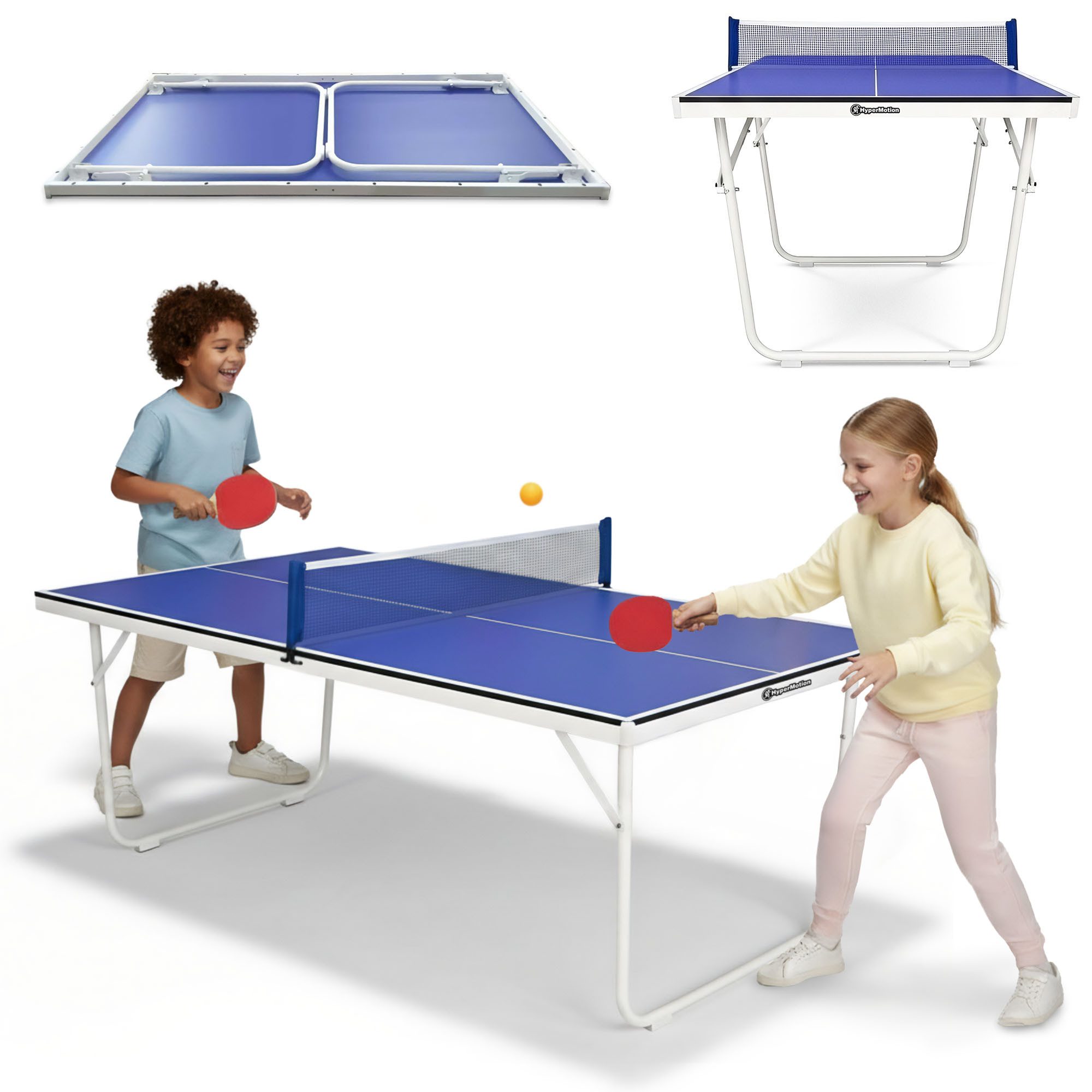 HyperMotion Tischtennisplatte HyperMotion klappbarer Tischtennistisch Set mit Netz & Schlägern