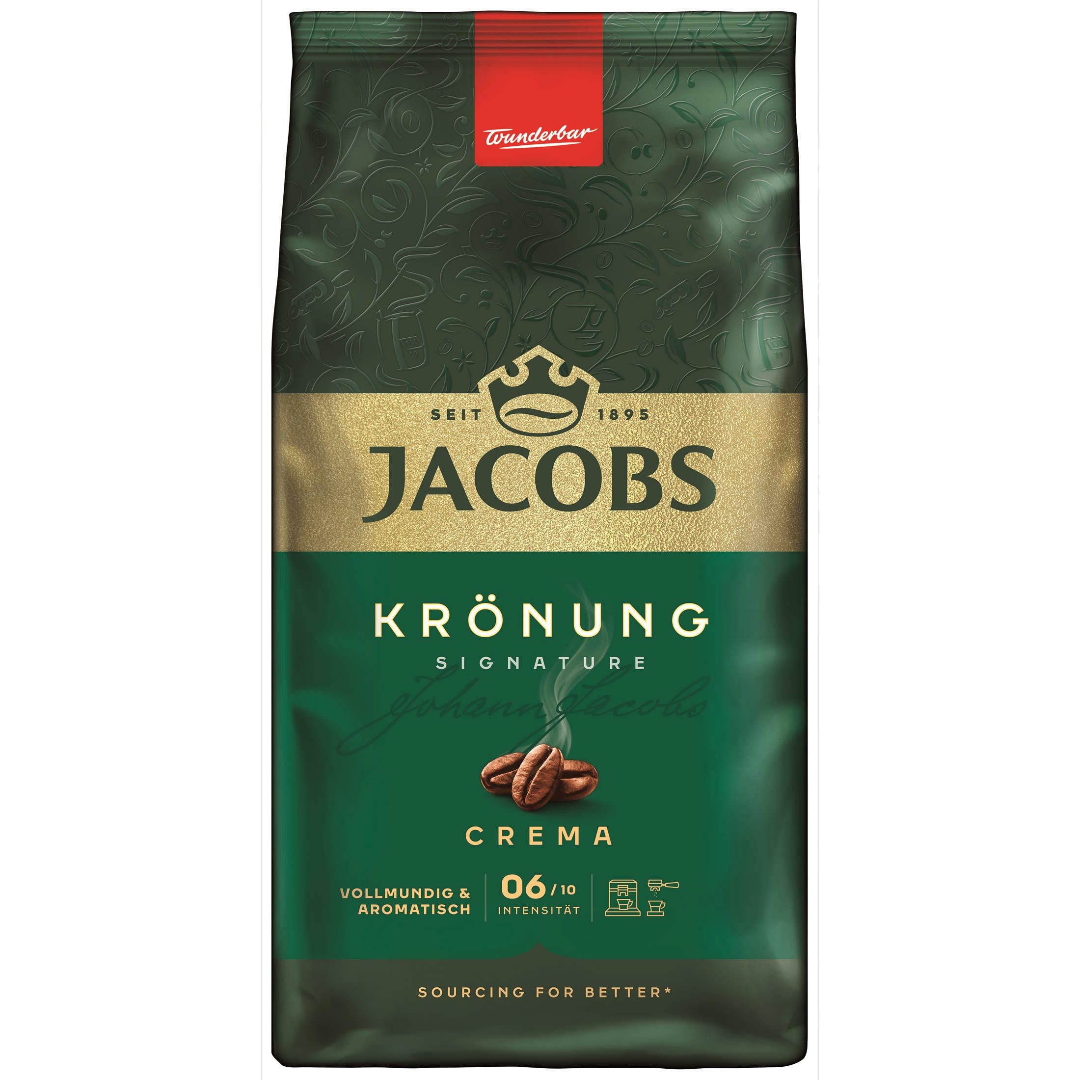 JACOBS Kaffee Kaffeebohnen Krönung Crema ganze Bohnen geröstet Röstung 4 x 1 kg, 4000 g, (Packung, 4er Pack)