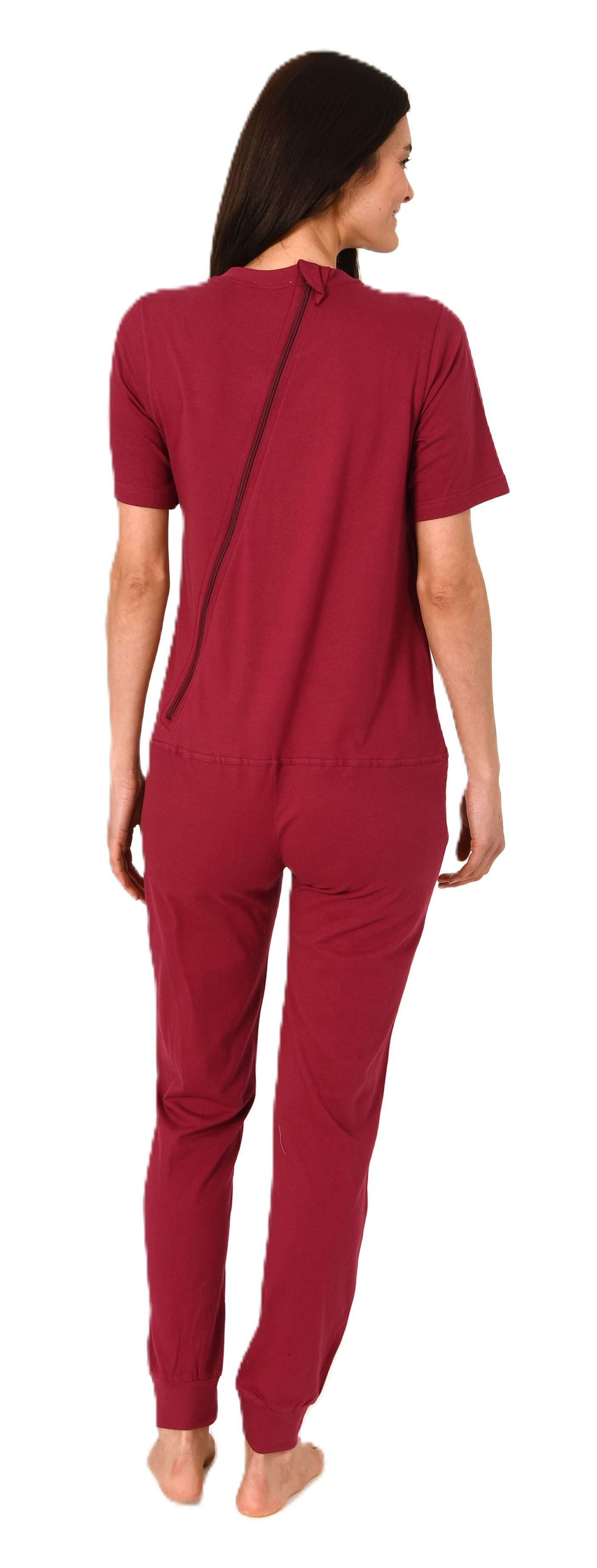 Normann Pyjama Damen Pflegeoverall kurzarm mit langen Bein + Rücken Reißverschluß – Bild 3 von 4