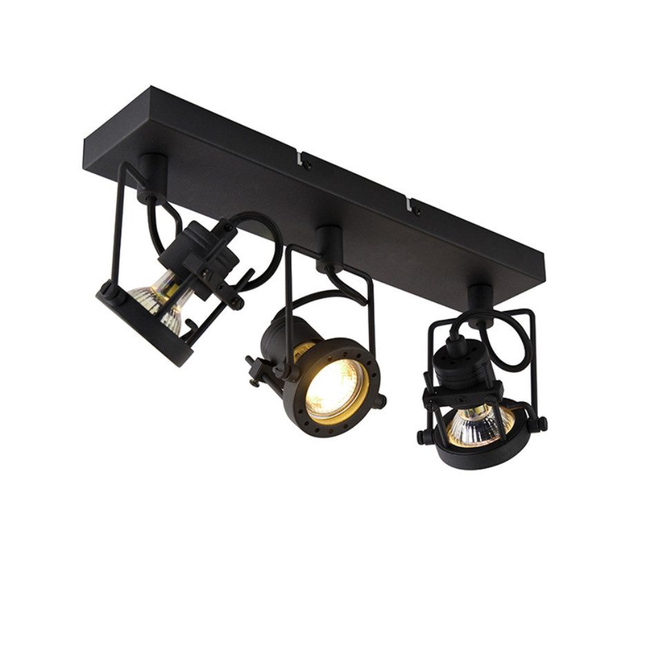 Qazqa LED Aufbaustrahler Suplux, Smarte Leuchte, LED wechselbar, Extra-Warmweiß, QAZQA Aufbau­spot, gu10, Schwarz, Stahl, Industrie