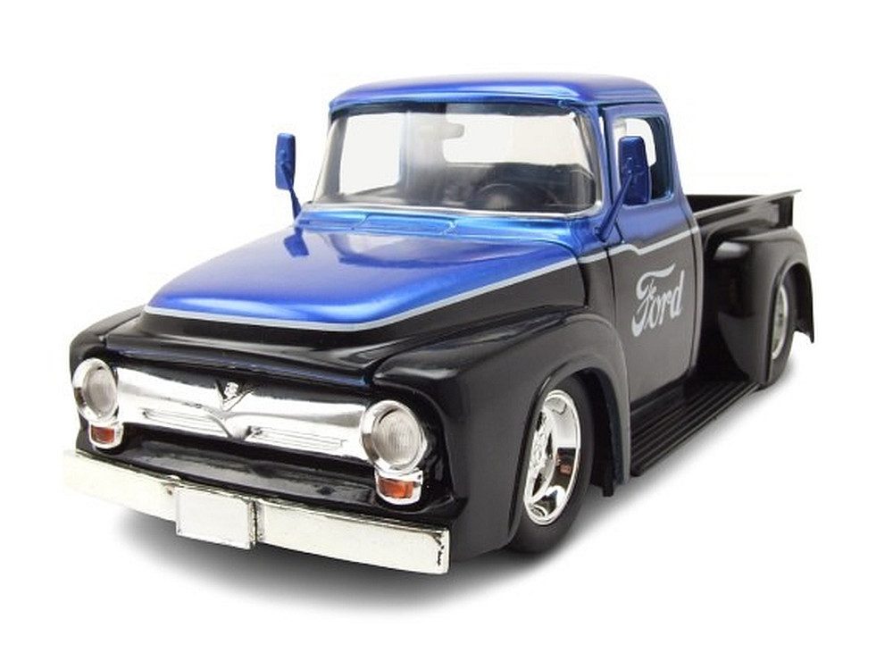 JADA Modellauto Ford F-100 Pro Stock Pick Up 1956 schwarz blau, Maßstab 1:24