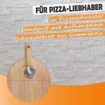 LIVOO Käsebrett LIVOO Pizzabrett Pizza-Set inkl. Pizzaschneider Servierbrett