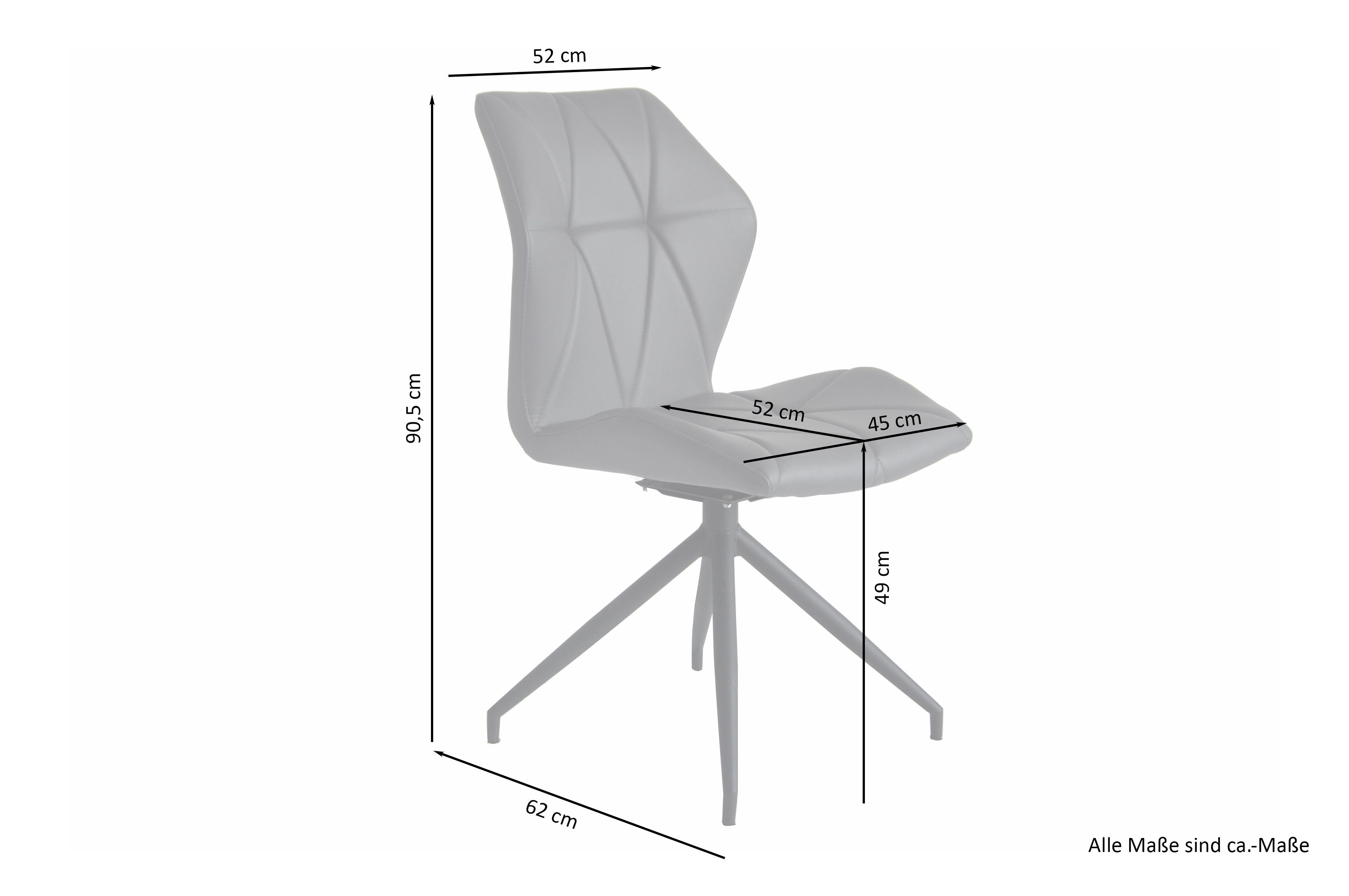 byLIVING Esszimmerstuhl Imke (2er Set), Bezug Kunstleder grau oder schwarz, 360 Grad drehbar