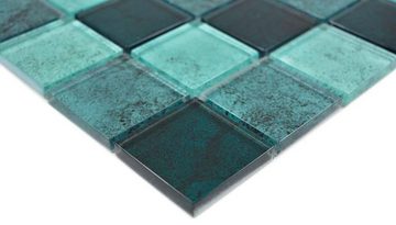 Mosani Mosaikfliesen Glasmosaik Mosaikfliesen grün türkis petrol Wand